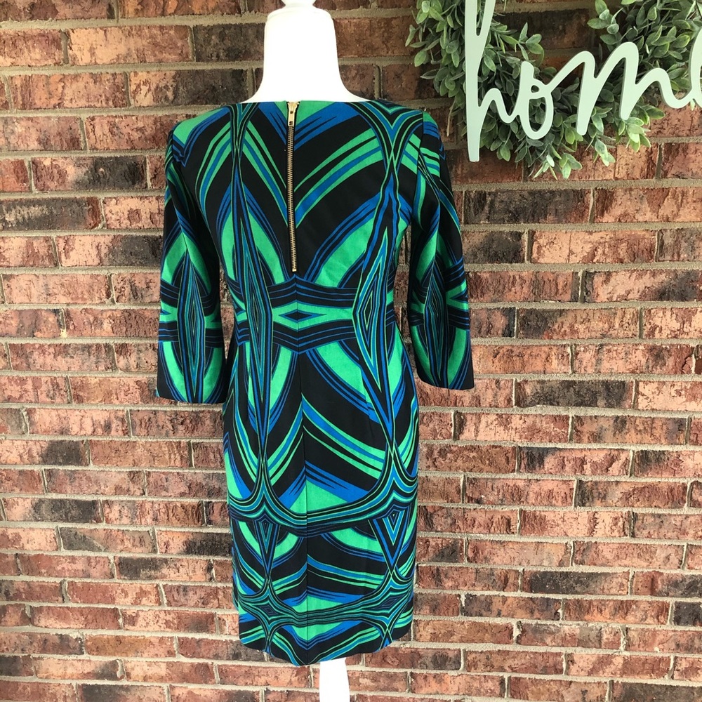 { J. TAYLOR } Green & Blue Patterned Dress - Picture 7 of 8